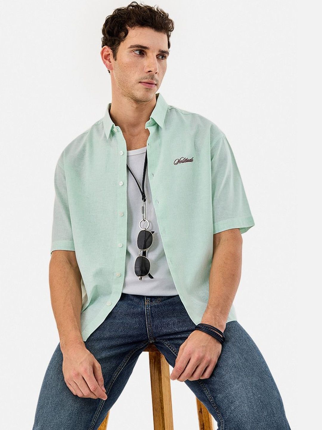 Snitch Cotton Linen Short Sleeves Boxy Fit Shirt