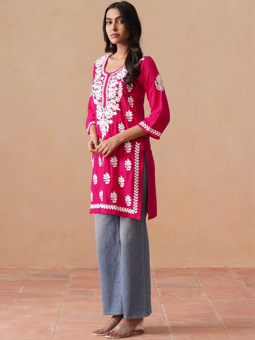 SAZRIKA Ethnic Motifs Embroidered Chikankari Chikankari Kurti