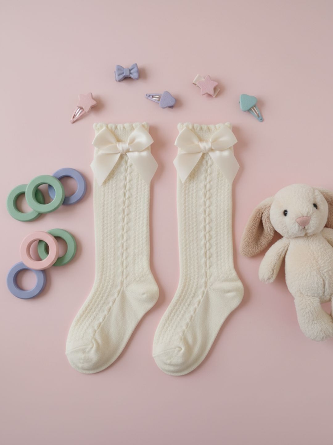 Biglilpeople Girls Bow Detailed Knee-Length Socks