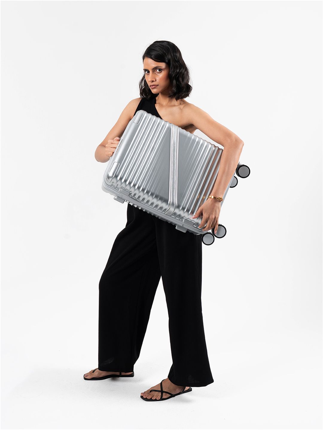 Buy Assembly Oblique Textured Compression Straps 8 Wheel Cabin Trolley Bag  45L -  - Accessories for Unisex