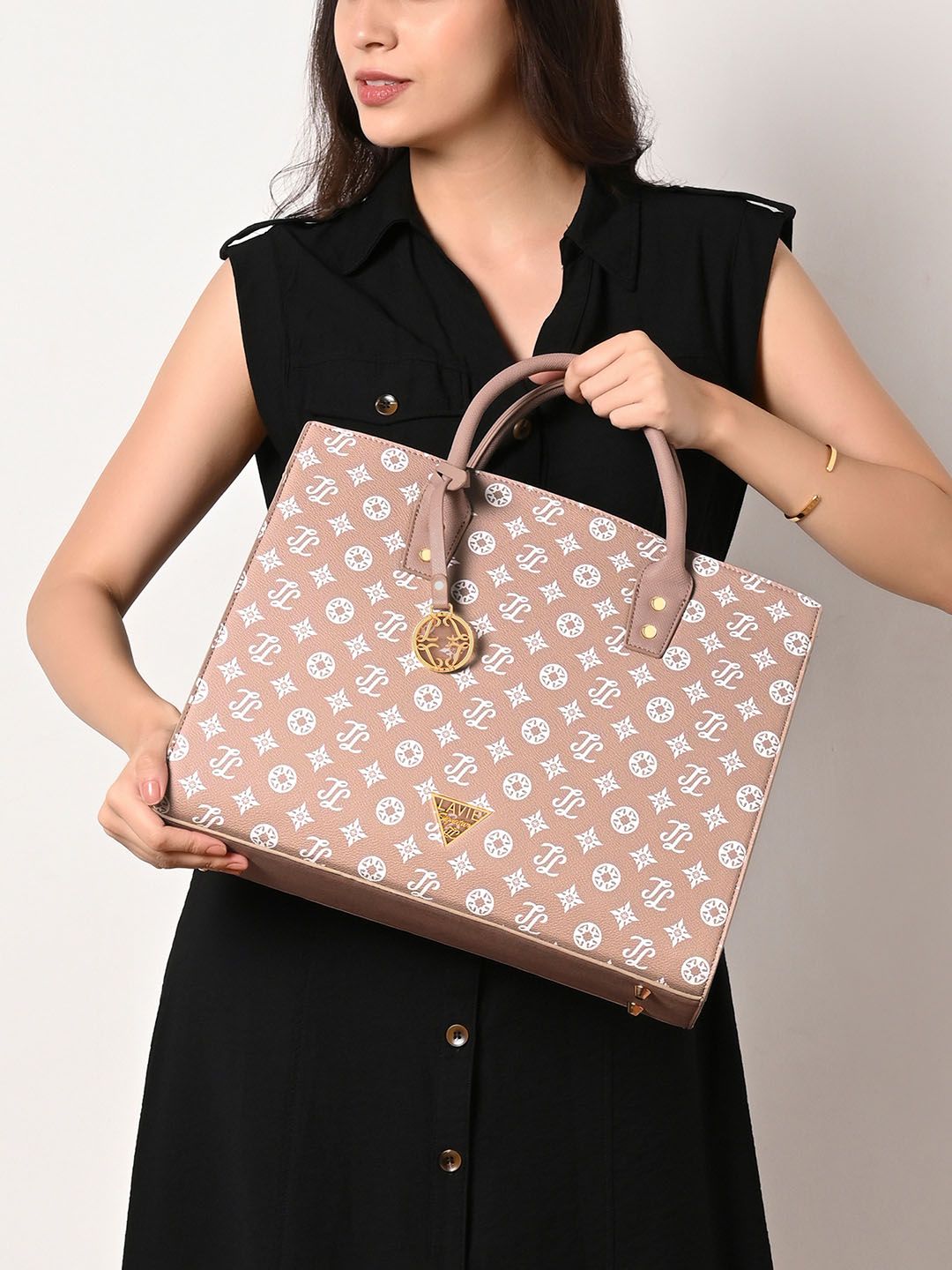 LAVIE Signature Brand Logo Synthetic Leather Laptop Large Structured Handheld Bag