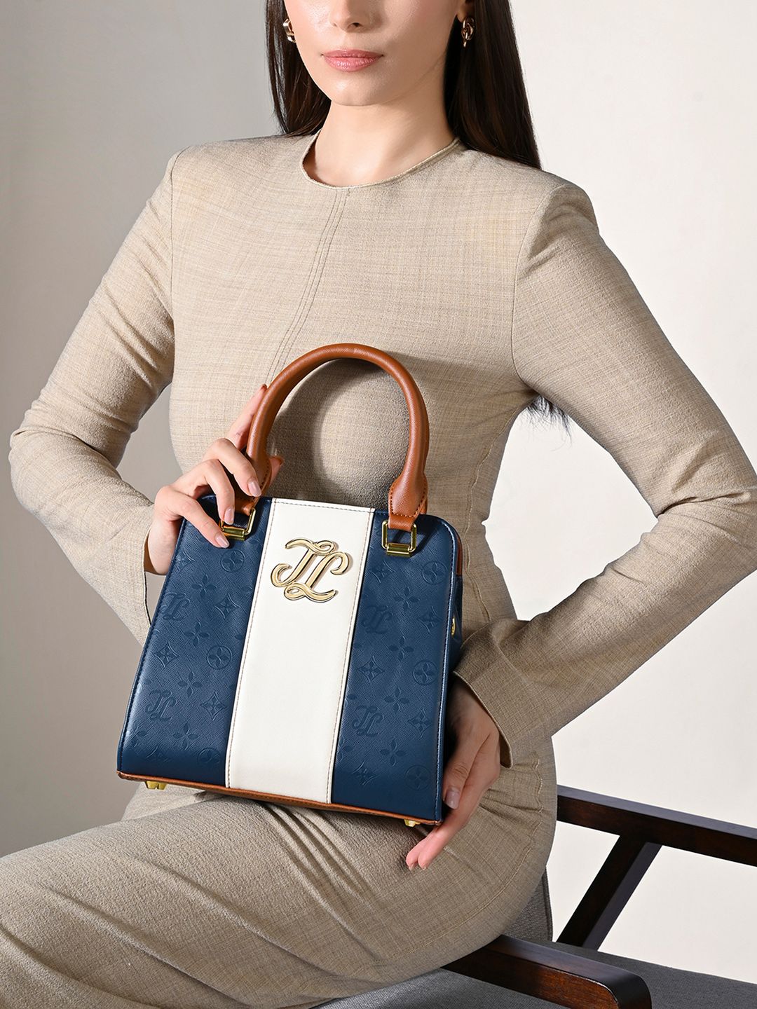 Buy LAVIE Signature Boise Colourblocked Synthetic Leather Medium Structured Satchel Bag -  - Accessories for Women