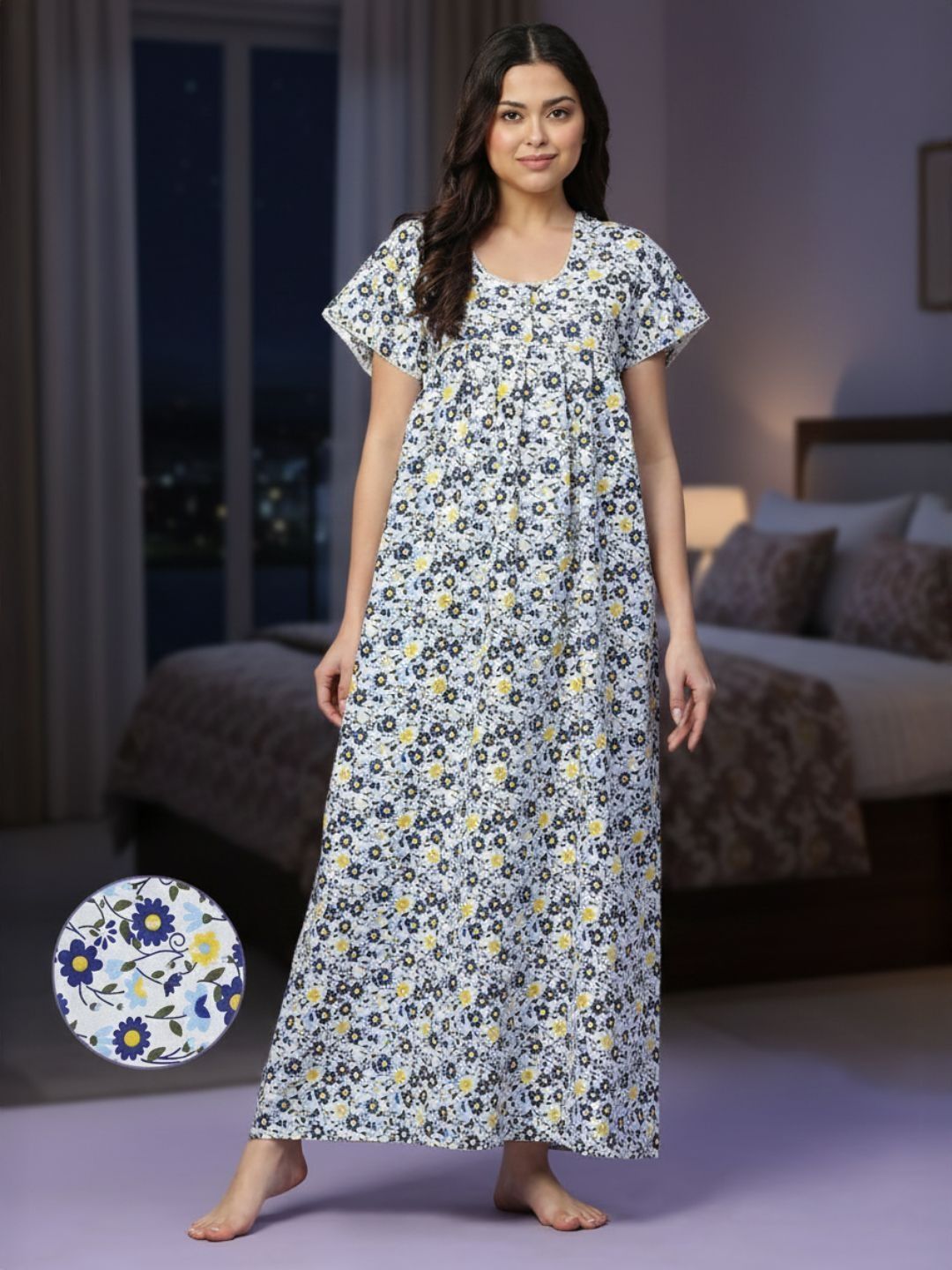 CLOCHOICE Printed Maxi Nightdress