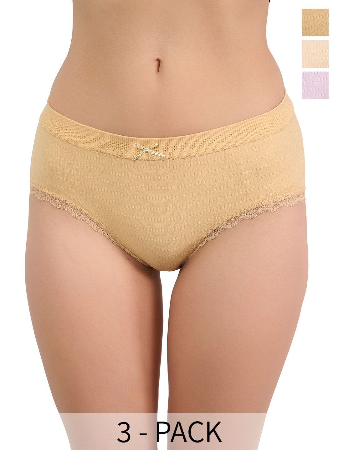 Moda Rapido Pack Of 3 Mid Rise Seamless Basic Briefs