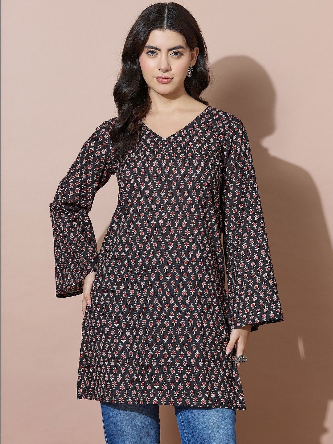 Varanga Women Ethnic Motifs Printed Flared Sleeves Indie Prints Kurta