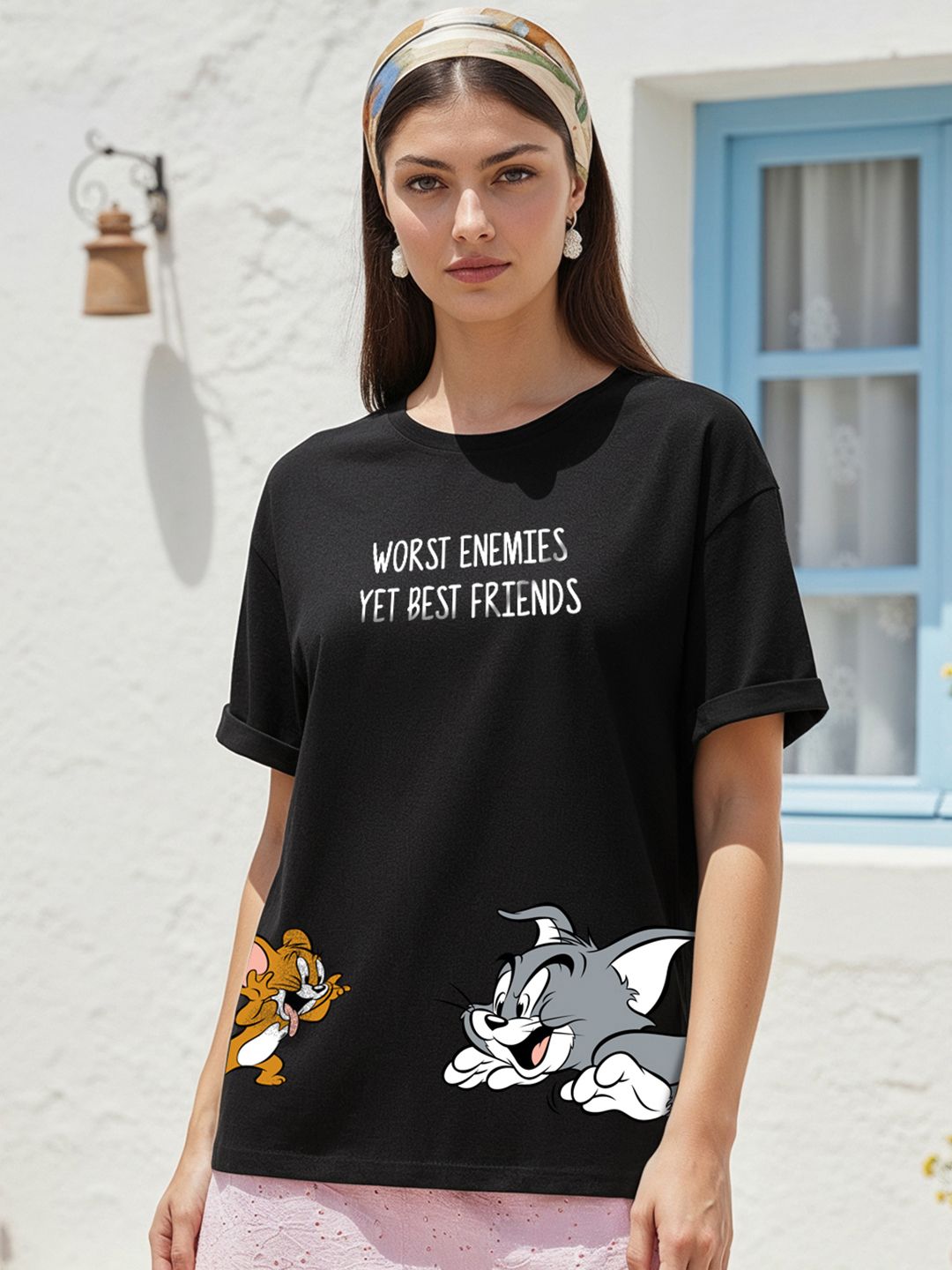 Bewakoof Women Worst Enemies Boyfriend T-shirt