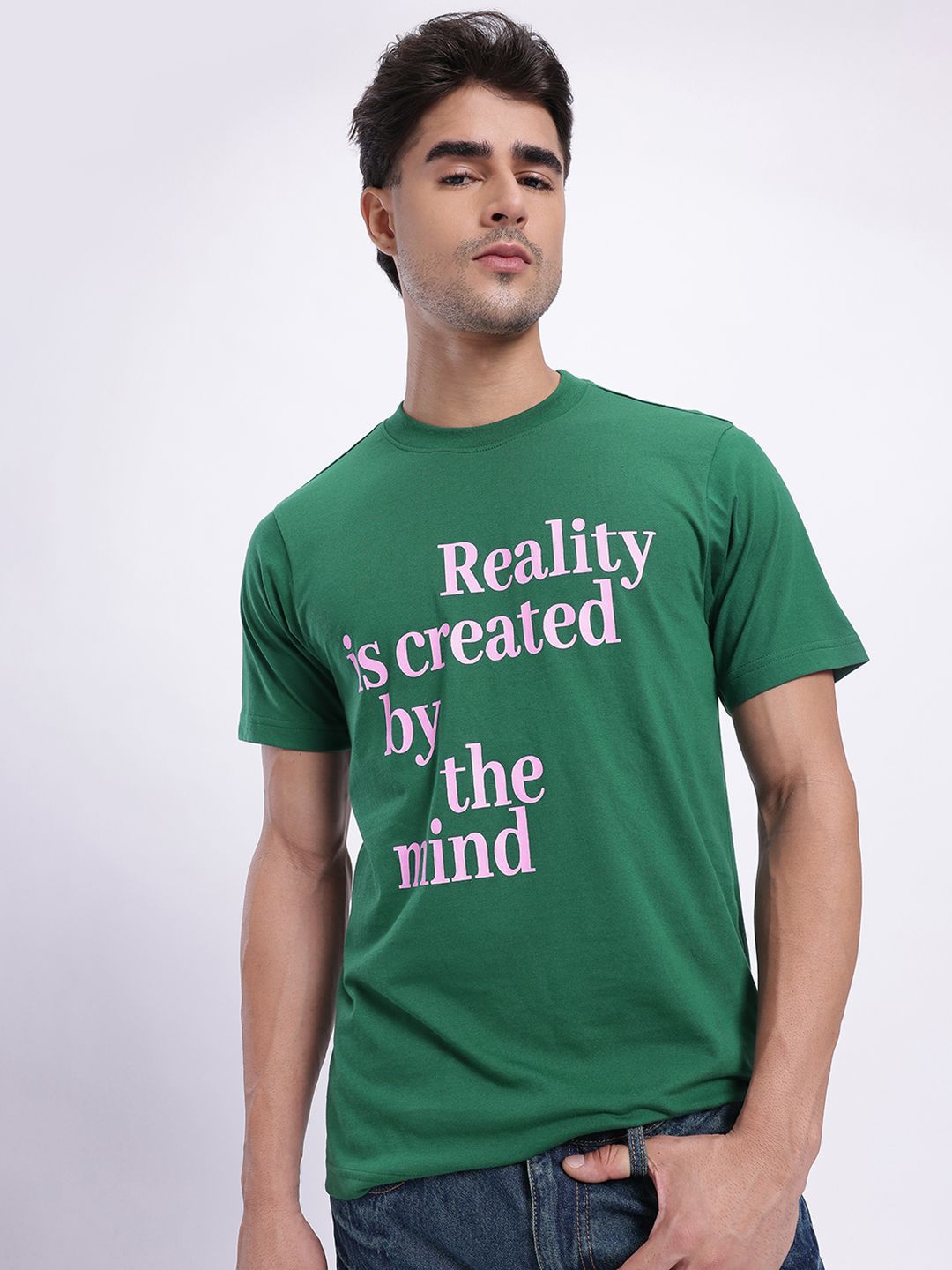 glitchez Men Typography Printed Regular Fit T-shirt