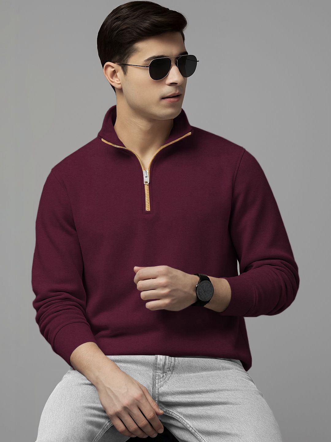 TRIPR Men Solid High Neck Sweaters