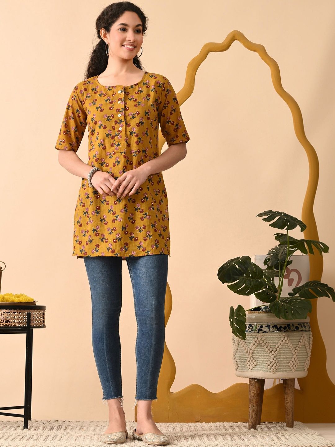 Tulsiram Floral Printed Pure Cotton Kurti