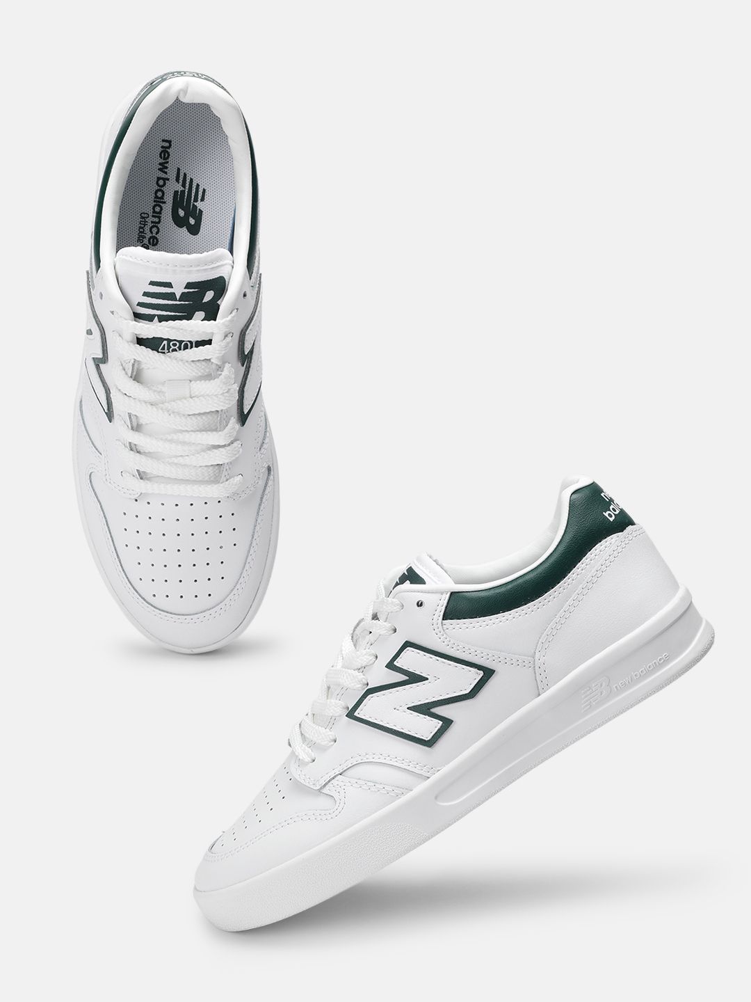 New Balance Men BB480 Leather Sneakers with Perforated Detail