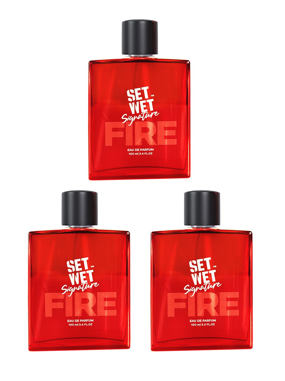 Set Wet Men Set of 3 Signature Fire Long Lasting Eau De Parfum - 100ml each