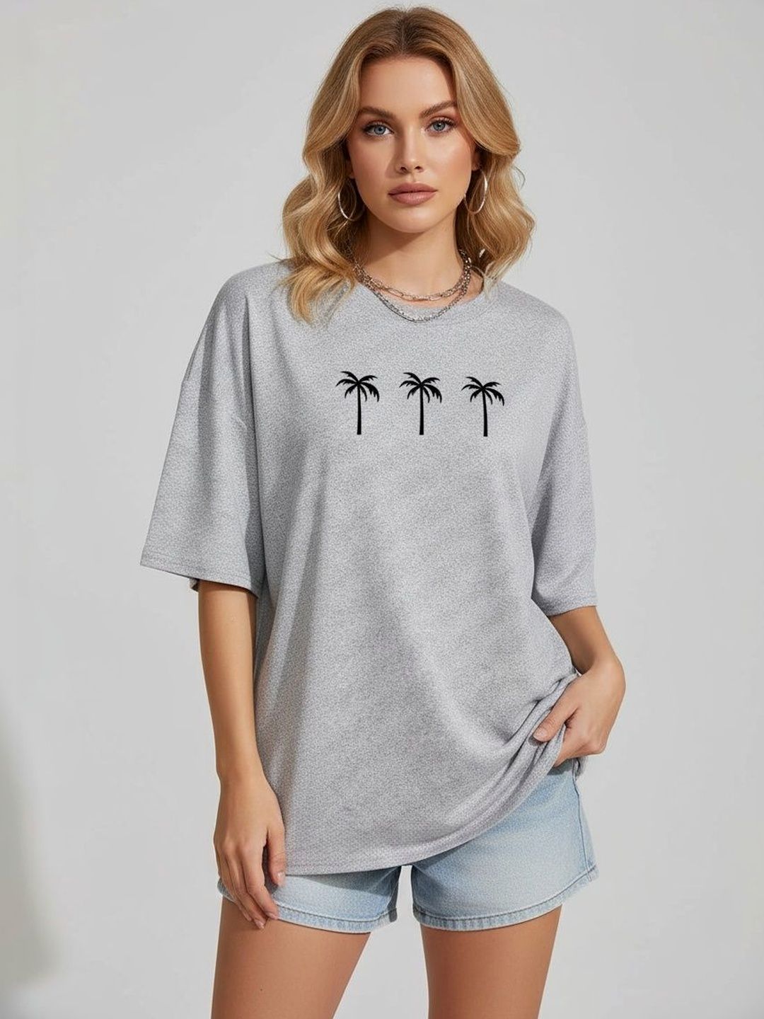 Calm Down Women Printed Drop-Shoulder Sleeves Tropical T-shirt
