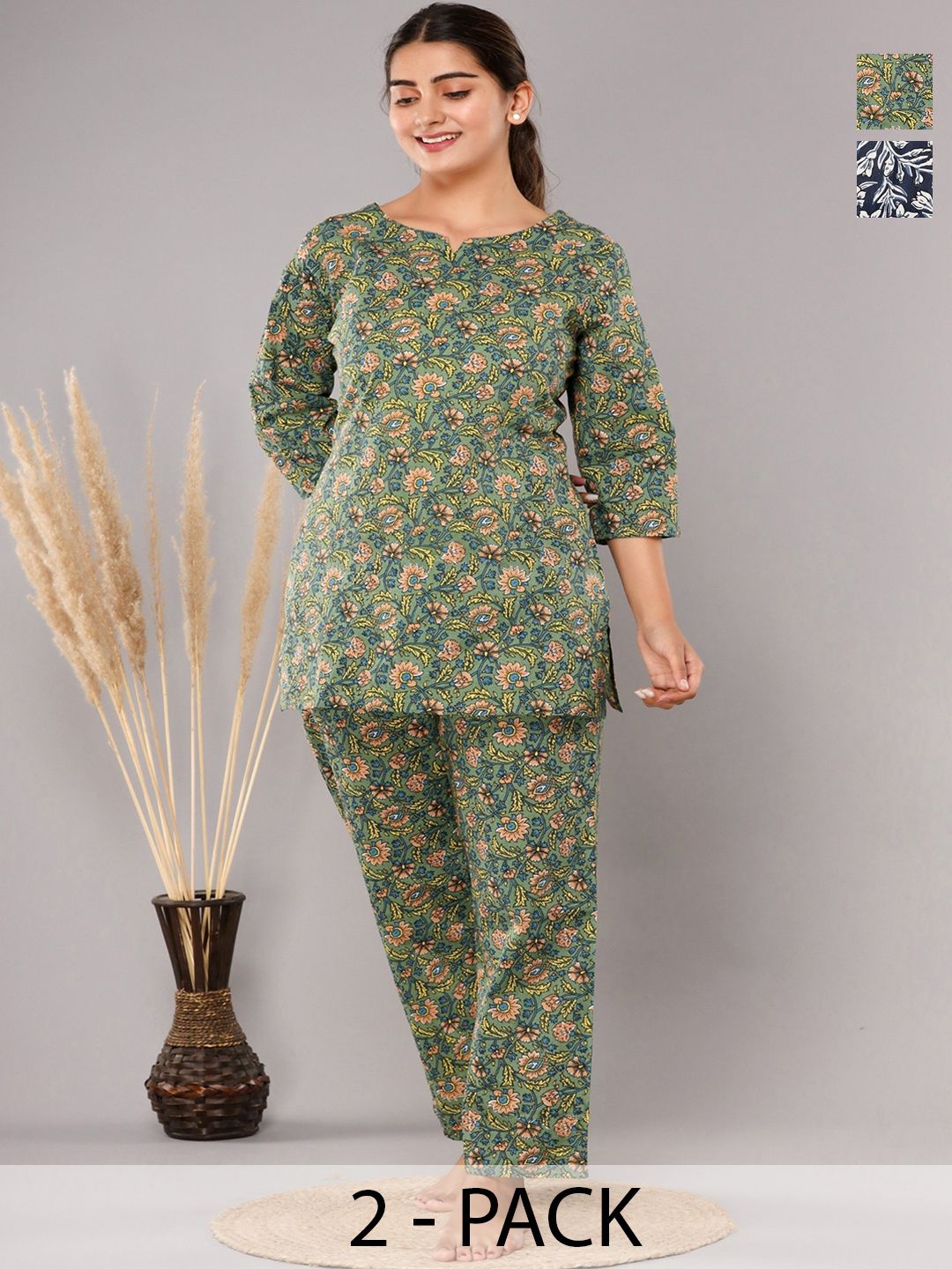 NUNCHII Women Printed Night suit