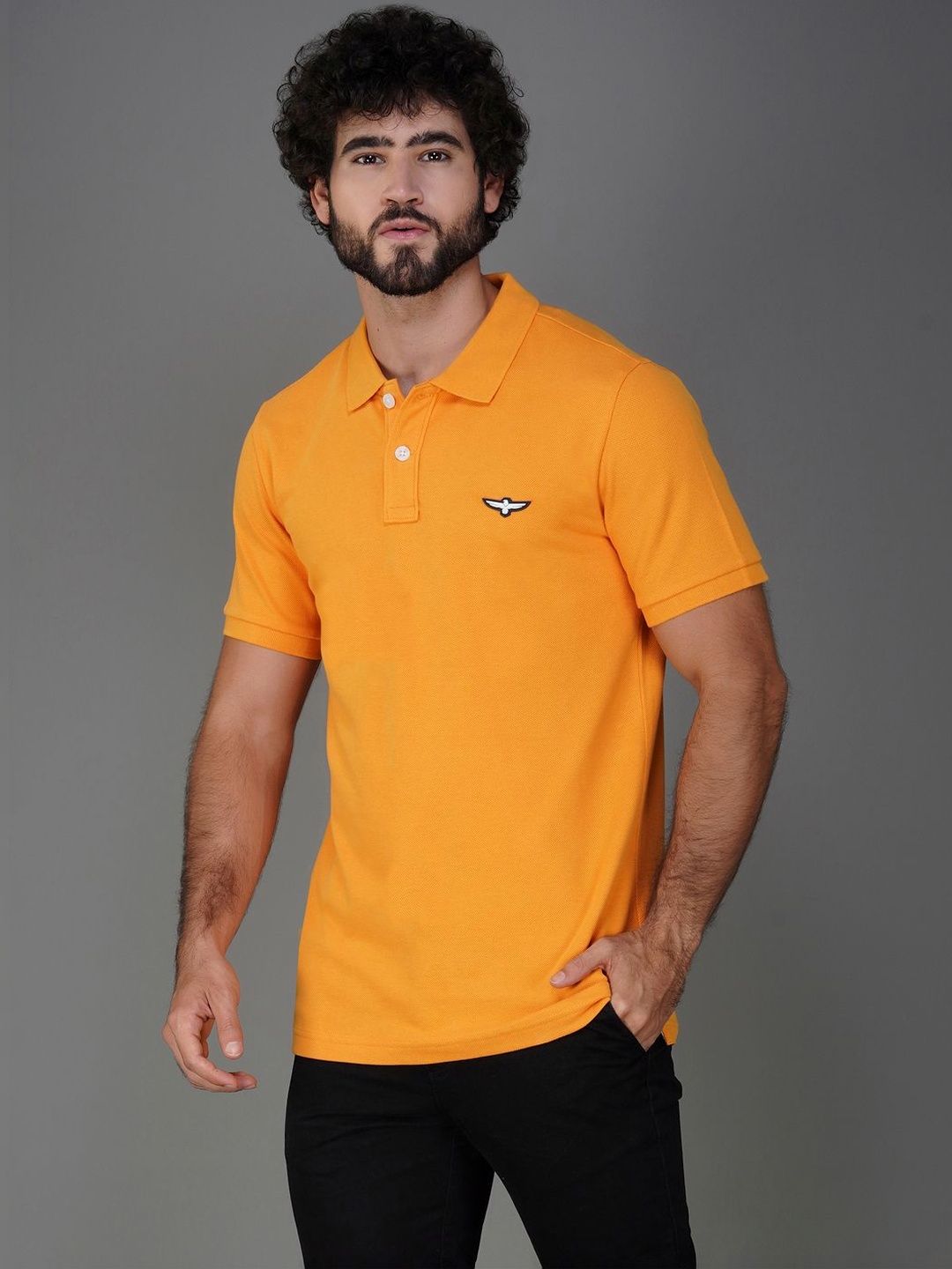 ZVEZDA Apricot Orange Pique Cotton Classic Polo Tshirts