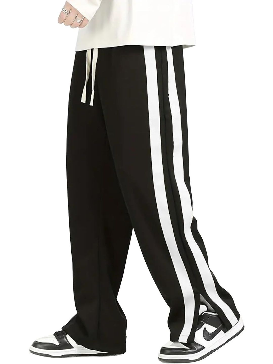 Mehrang Men Baggy Fit Side Stripes Track Pants
