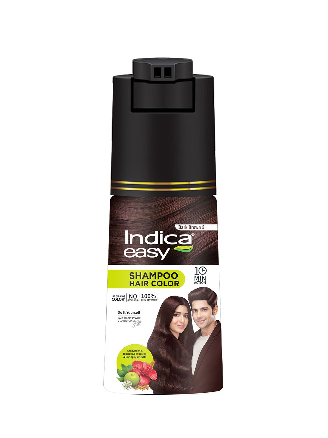 Indica Easy Shampoo Hair Color For 100% Grey Coverage - 180 ml - Dark Brown 03