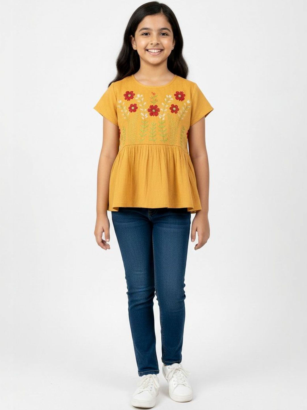 Sangria Embroidered Above Knee A-Line Kurtas