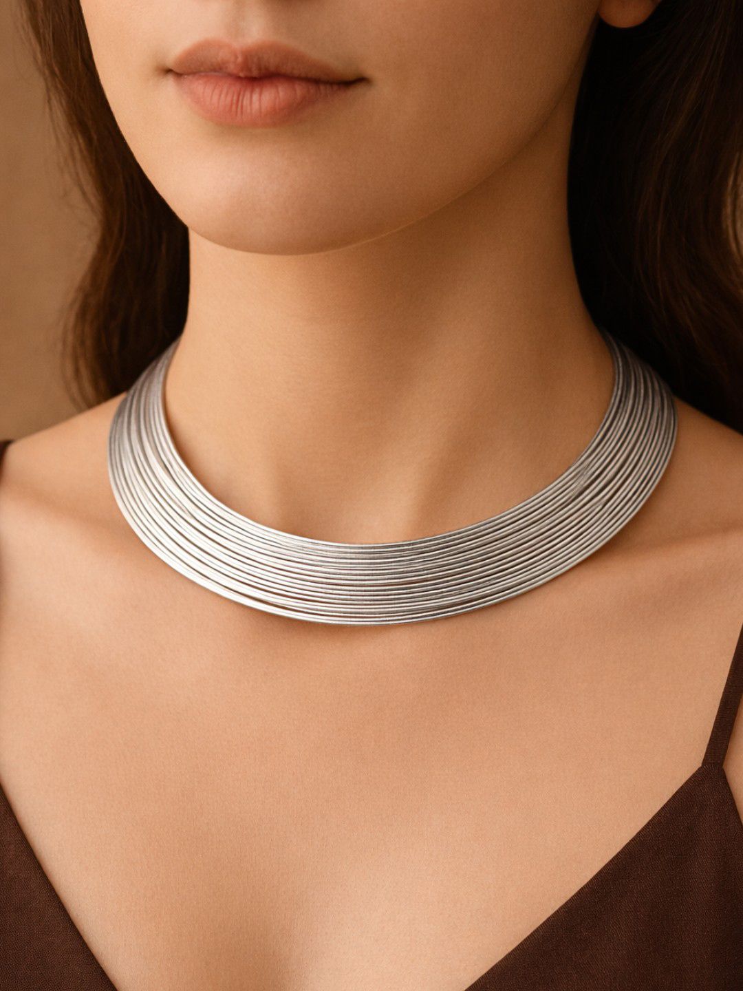 UnfoldSelf Silver Plated Choker Necklace