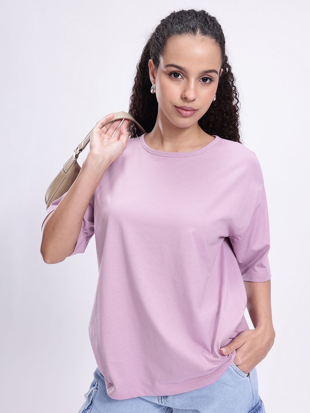 Kook N Keech Drop-Shoulder Sleeves Oversized Pure Cotton T-shirt