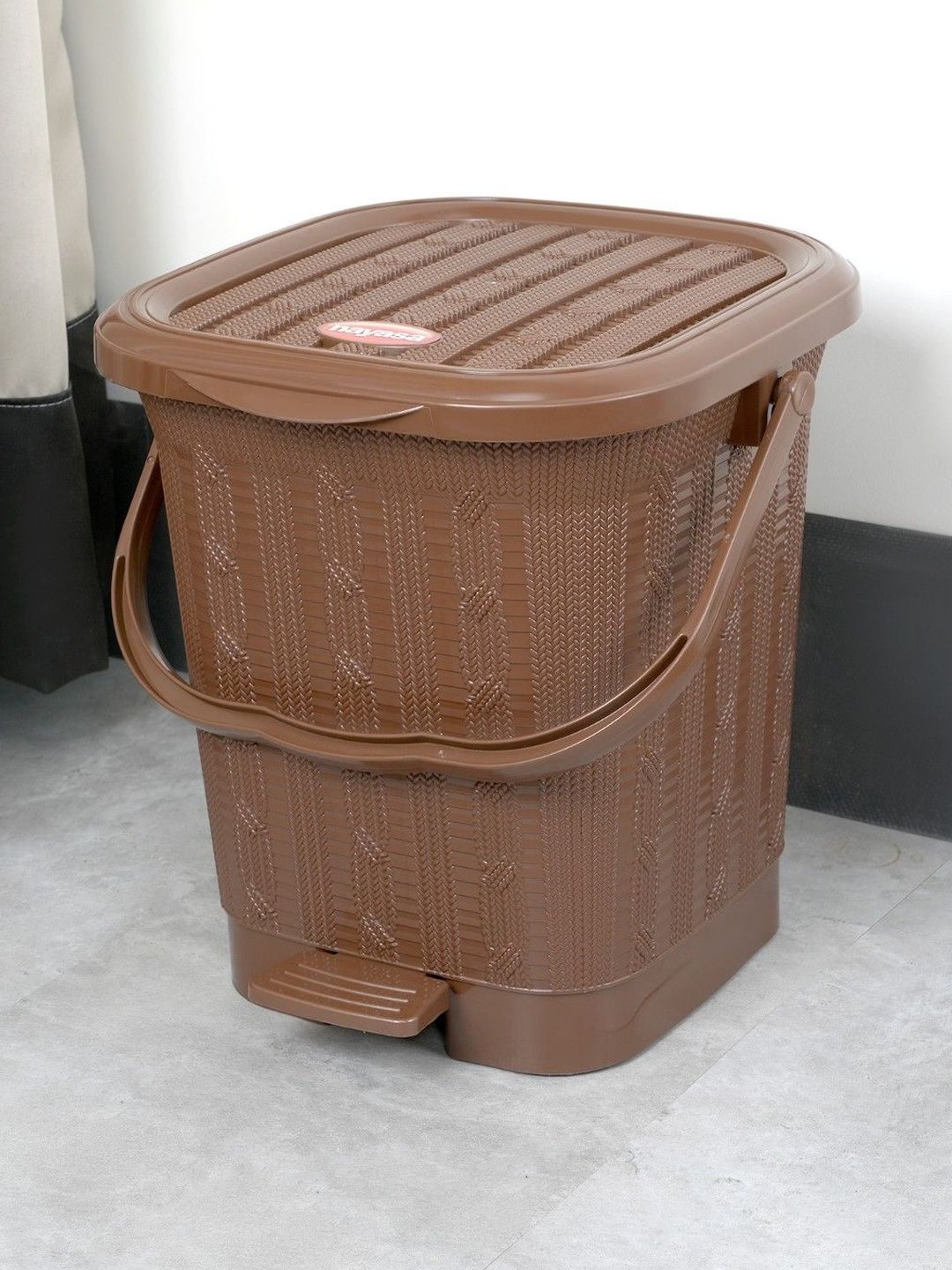 NayasaSet Of 1 Mikado Brown Solid Plastic Durable Open Dustbin Open Waste Bin 8.5L