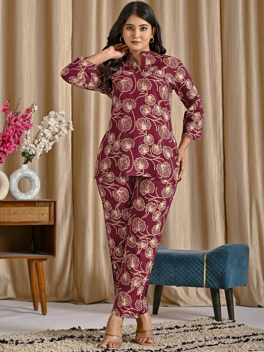 JALTHER Printed Pure Cotton Top & Trousers Co-Ords