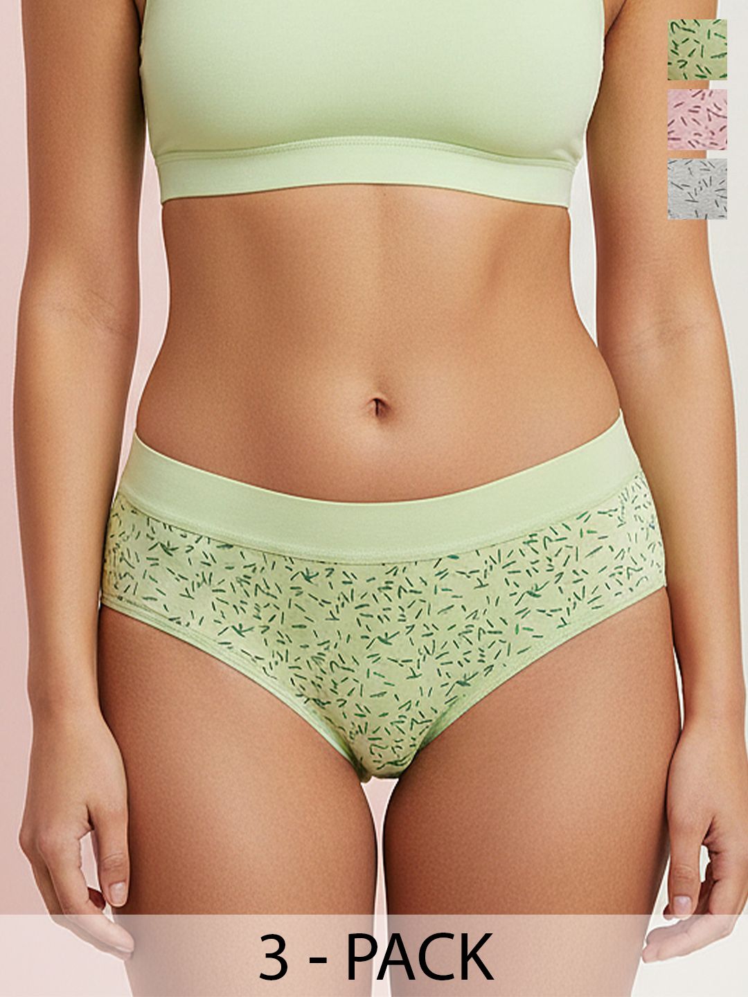 Buy FiveFlag Pack Of 3 Printed Pure Cotton  Mid Rise Hipster Briefs -  - Apparel for Women