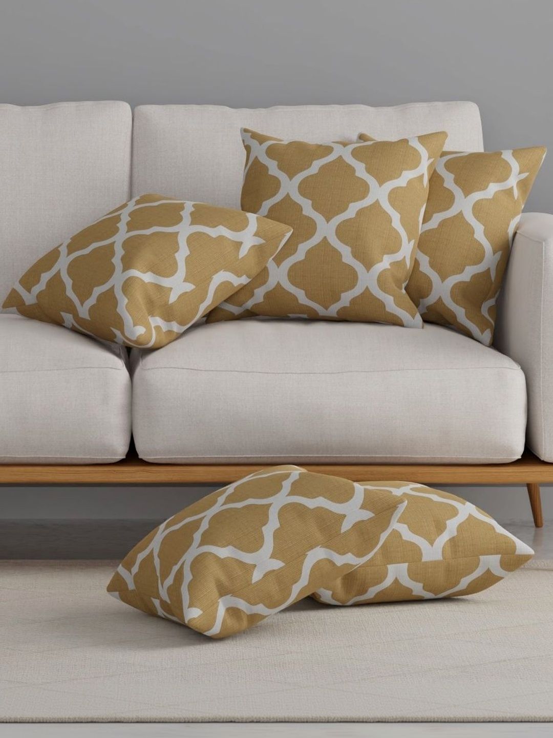 Huesland Brown Set of 5 Geometric Square Cushion Covers