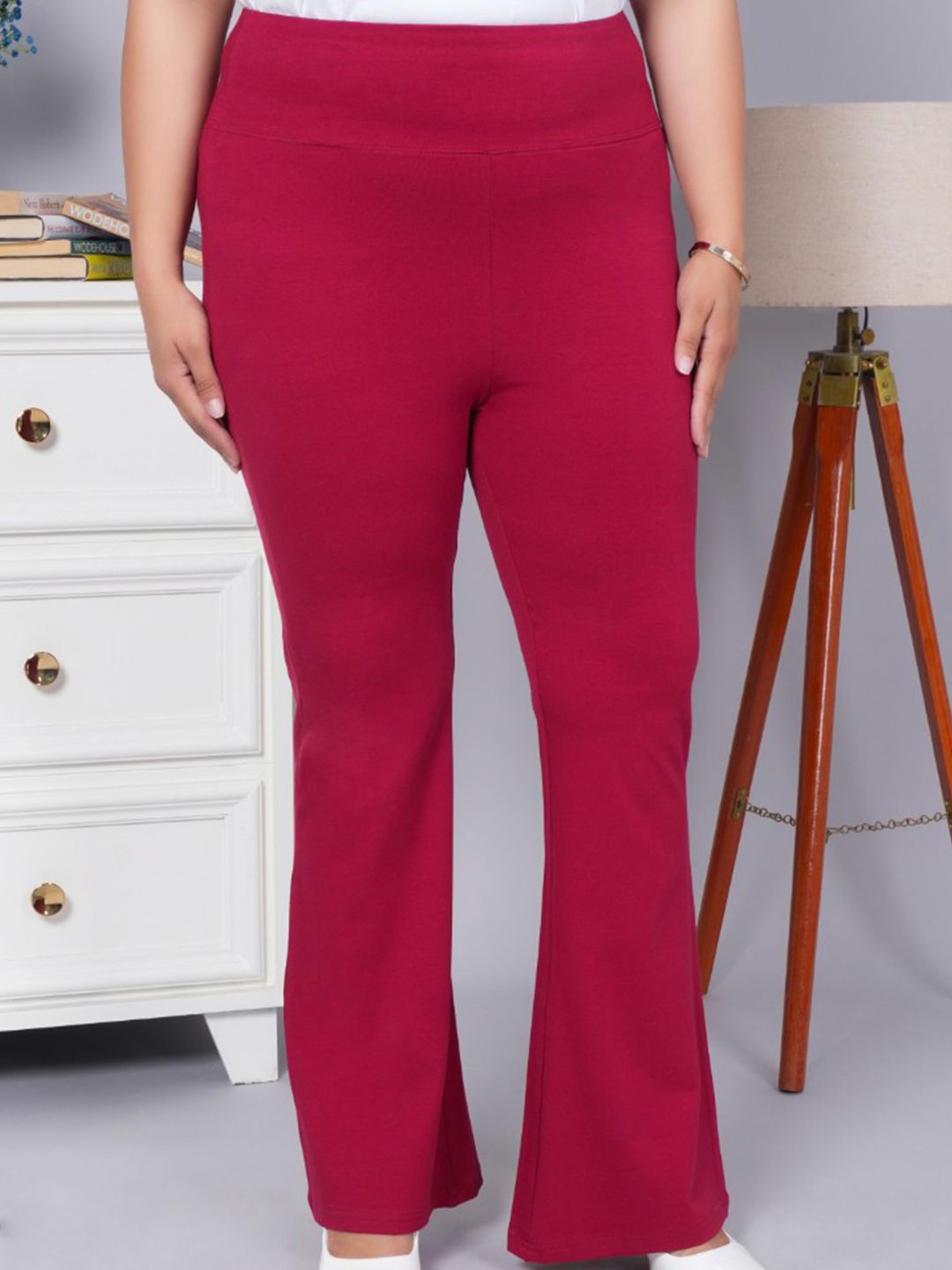 Mlada Women Solid High Waist Stretchable Bootcut Flared Cotton Leggings