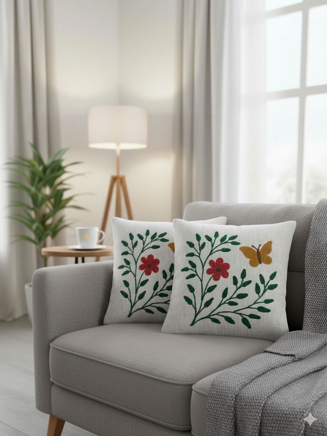 Buy KIDS WONDERS Multicoloured Set Of 2 Embroidered Square Cushion Covers -  - Home for Unisex
