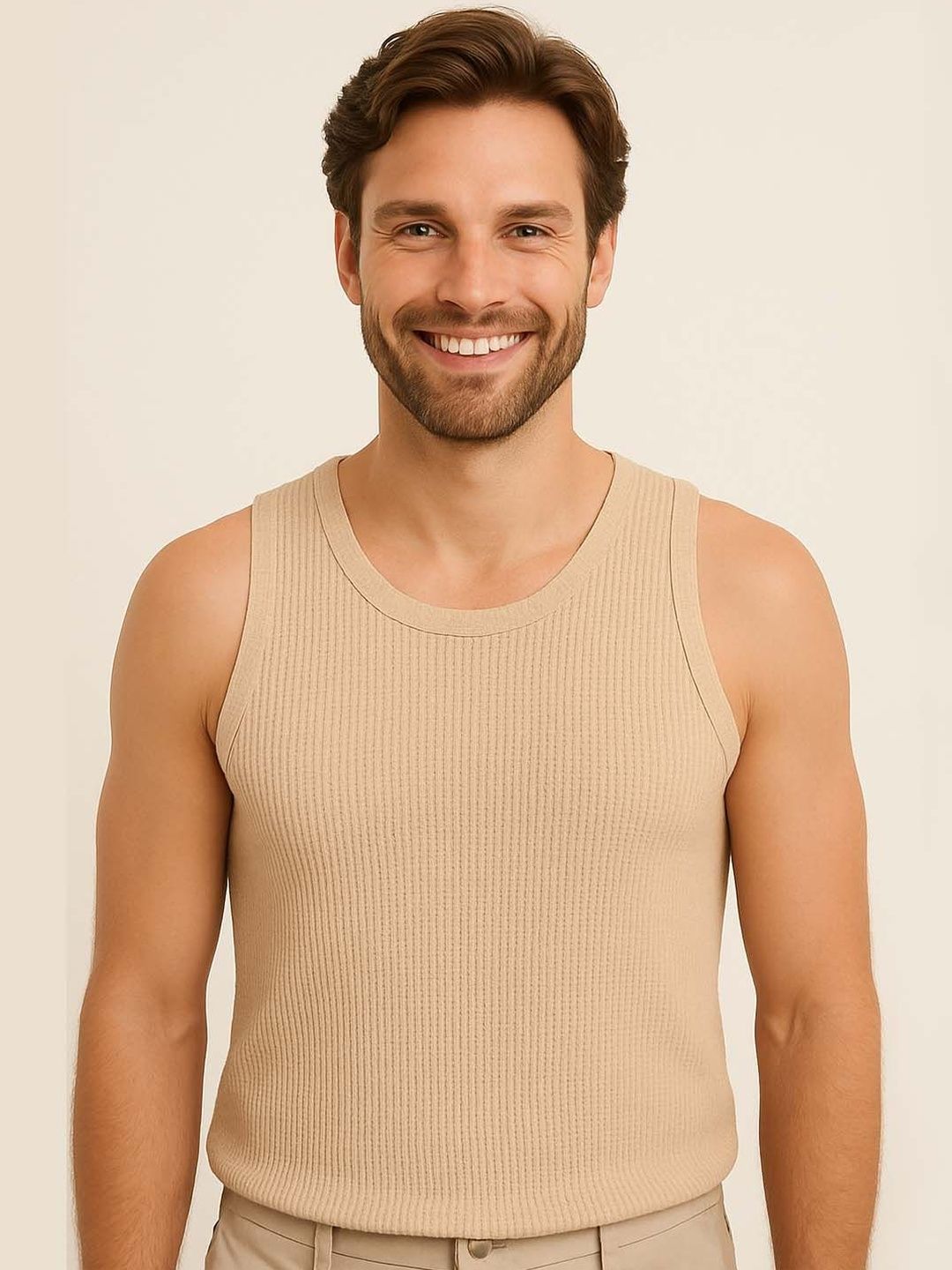 RuledBySun Textured Scoop Neck Tank Innerwear Vests