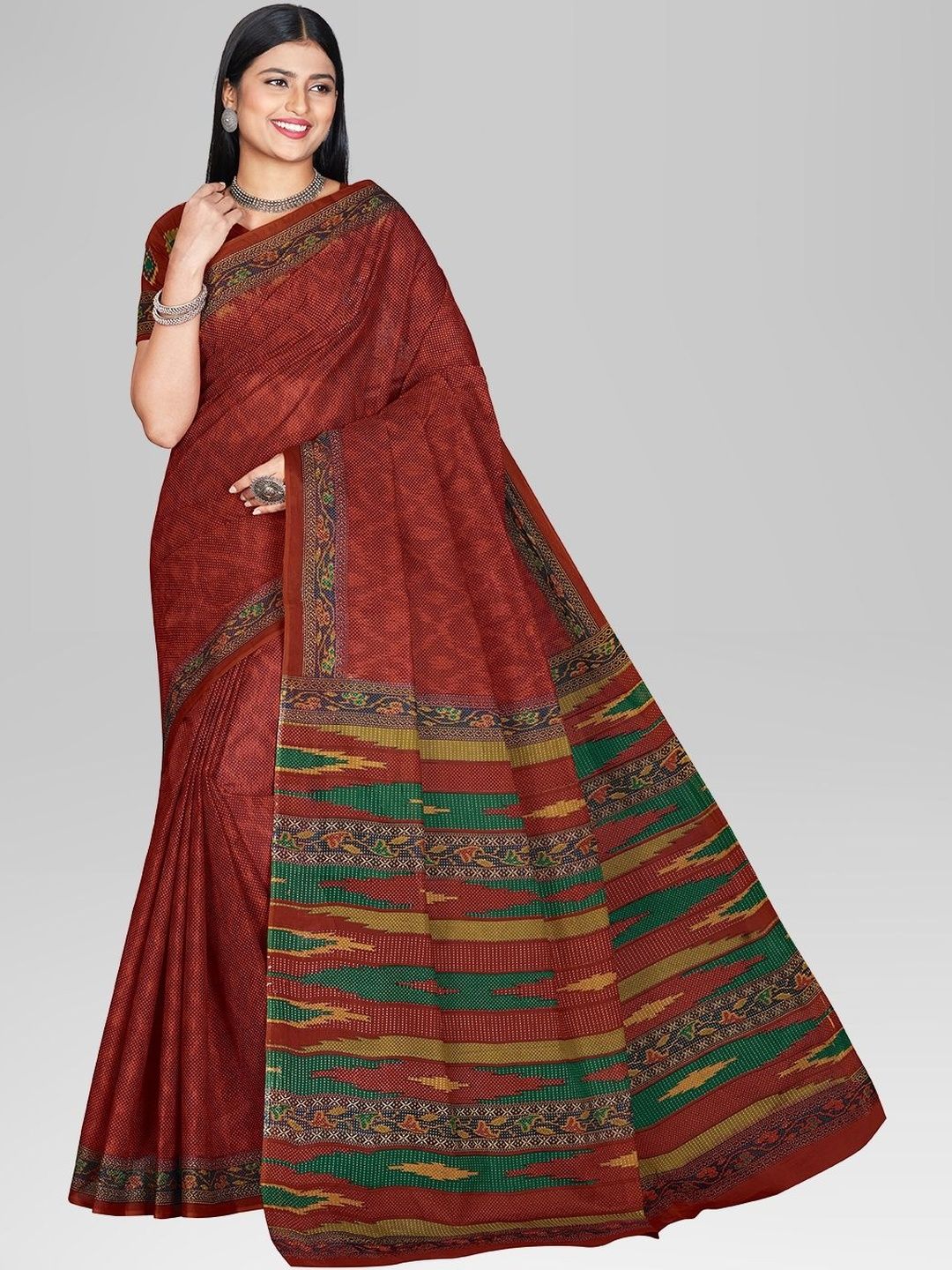Rani Saahiba Ethnic Motifs Pure Cotton Handloom Block Print Saree