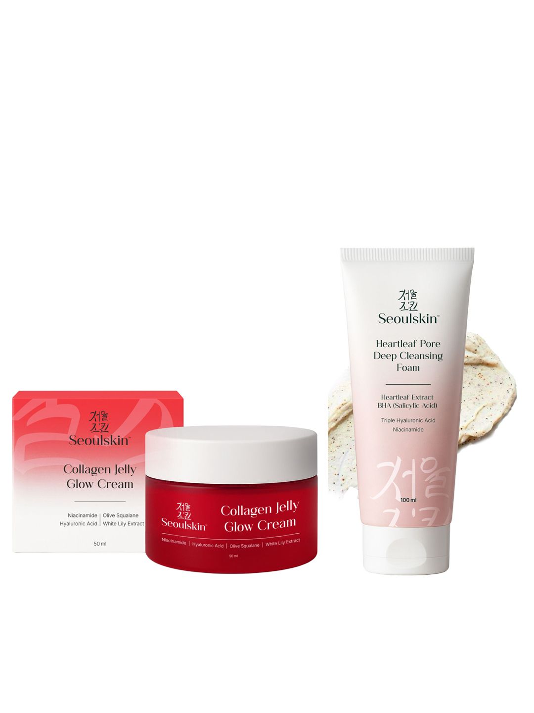 SEOULSKIN Set of Collagen Red Jelly Face Cream 50ml & Heartleaf Foam Face Wash 100ml