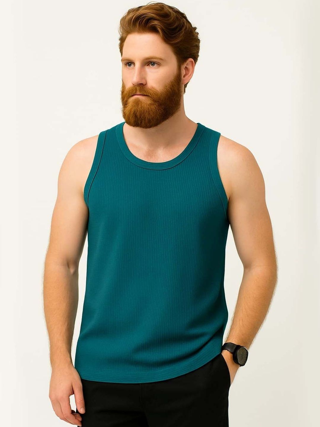 RuledBySun Textured Scoop Neck Tank Innerwear Vests