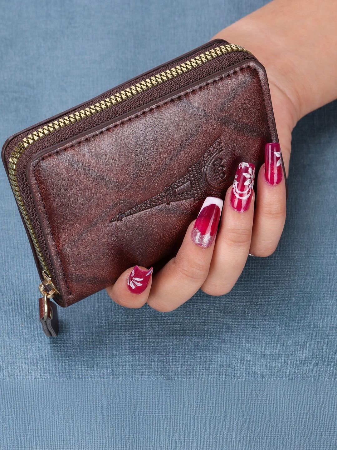 SZN Men Textured Zip Around Wallet
