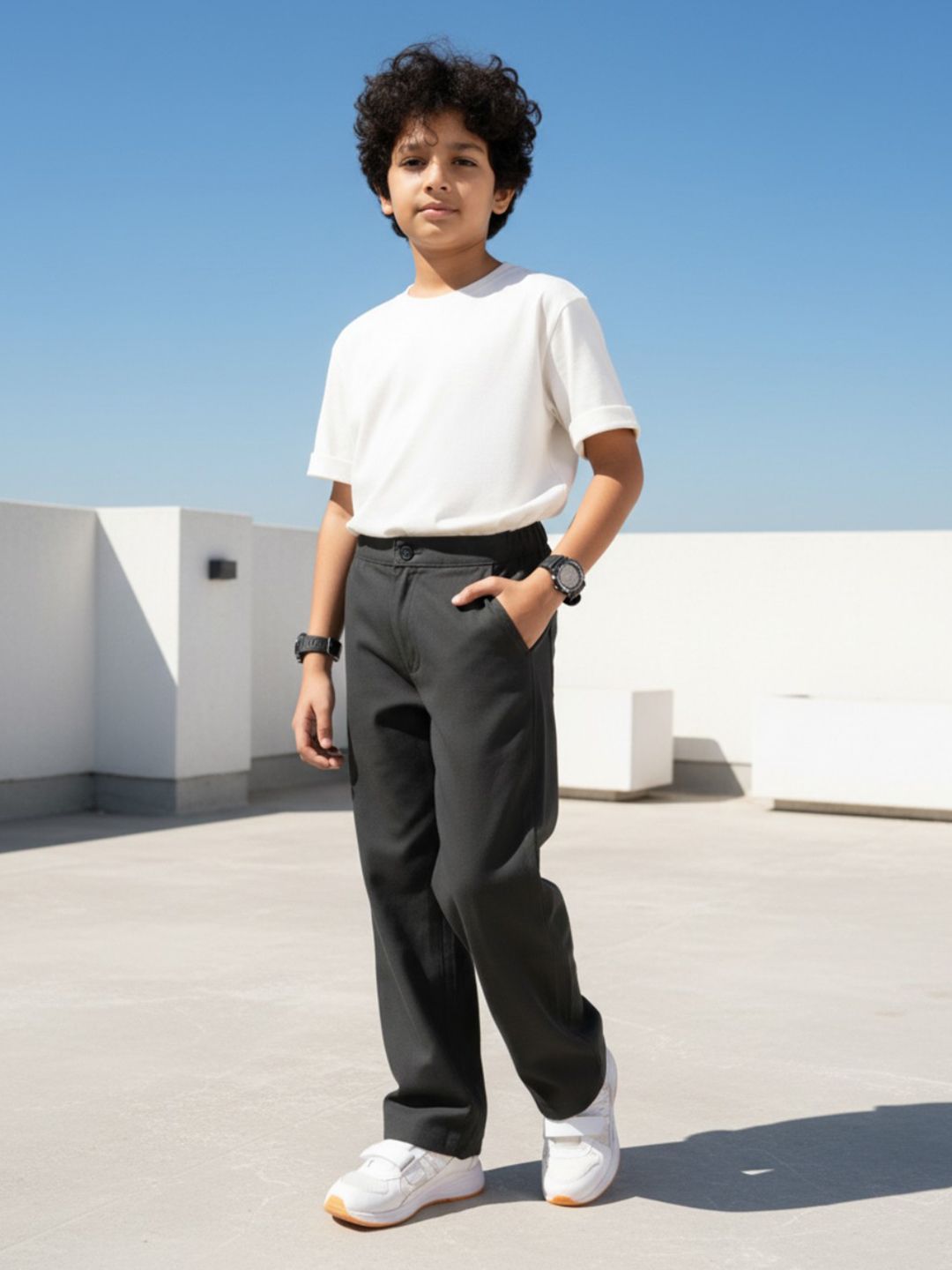 Grit N Groove Boys Mid-Rise Relaxed Trousers
