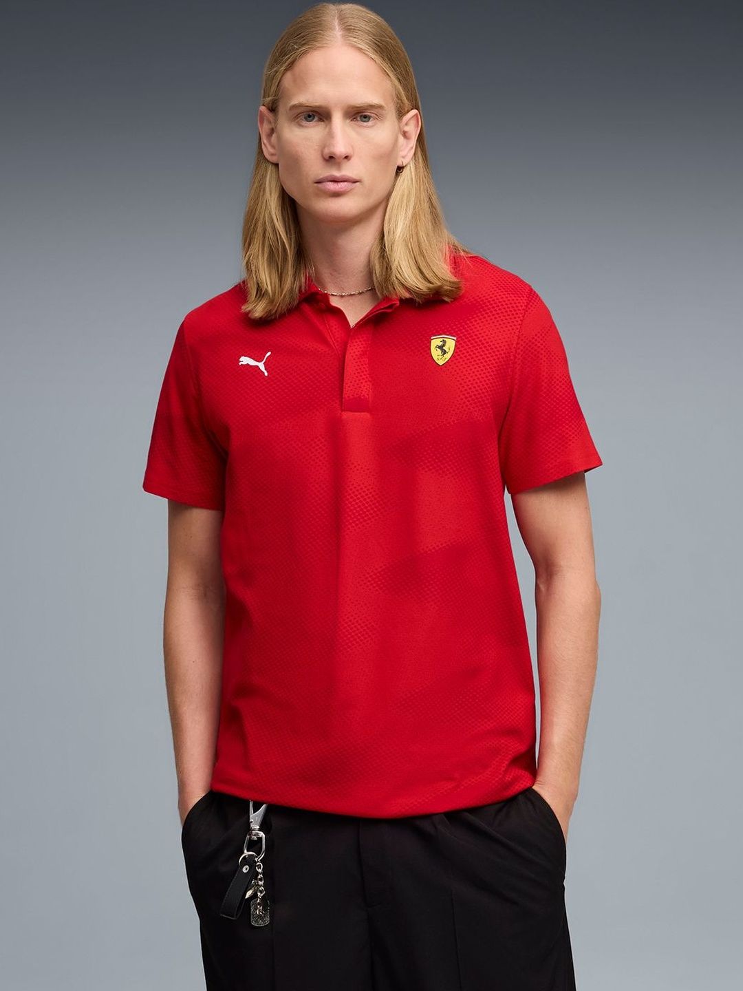 Scuderia Ferrari Men's All-Over-Printed Polo T-shirt