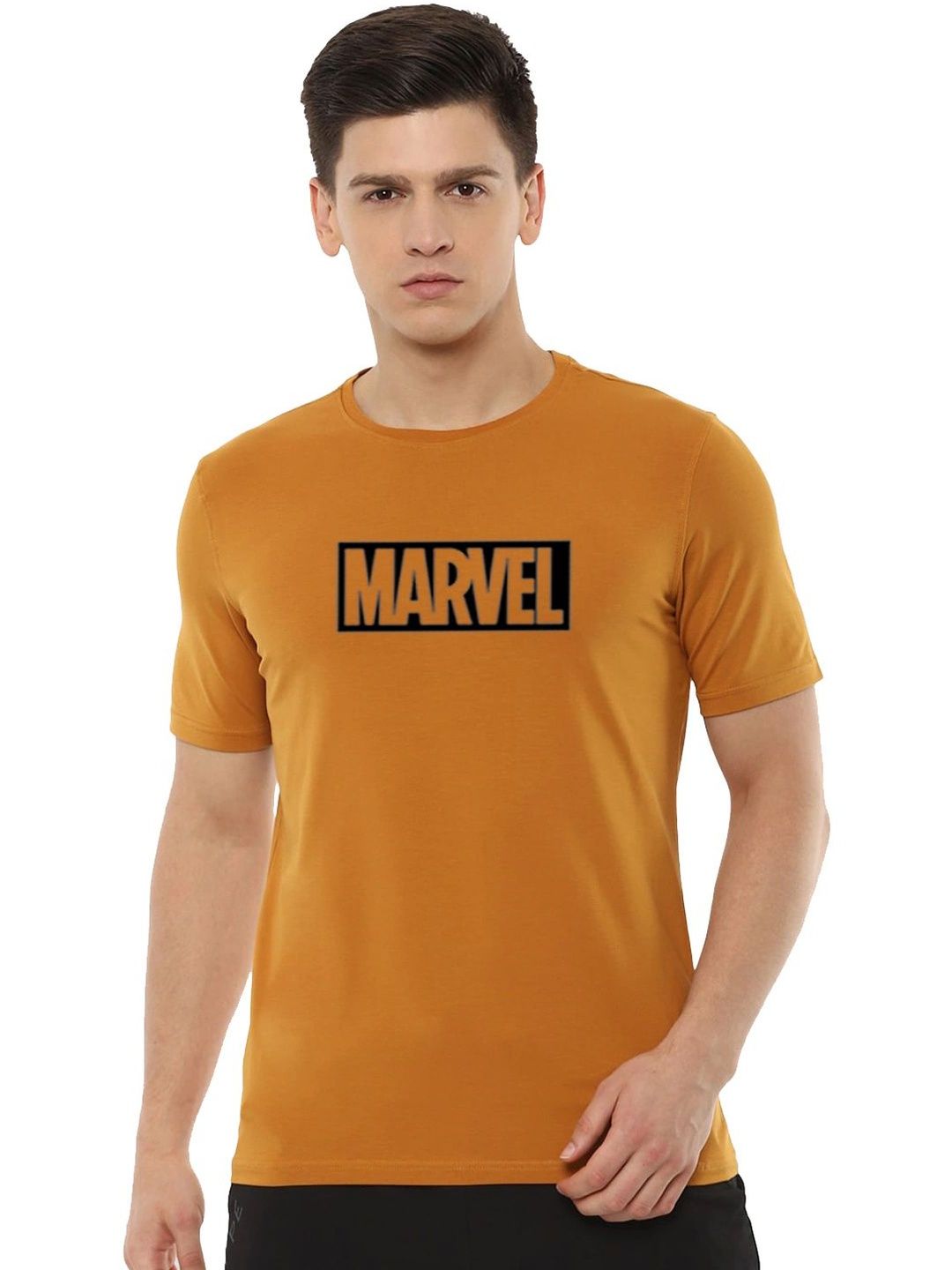 RuledBySun Men Brand Logo Printed Bio Finish T-shirt