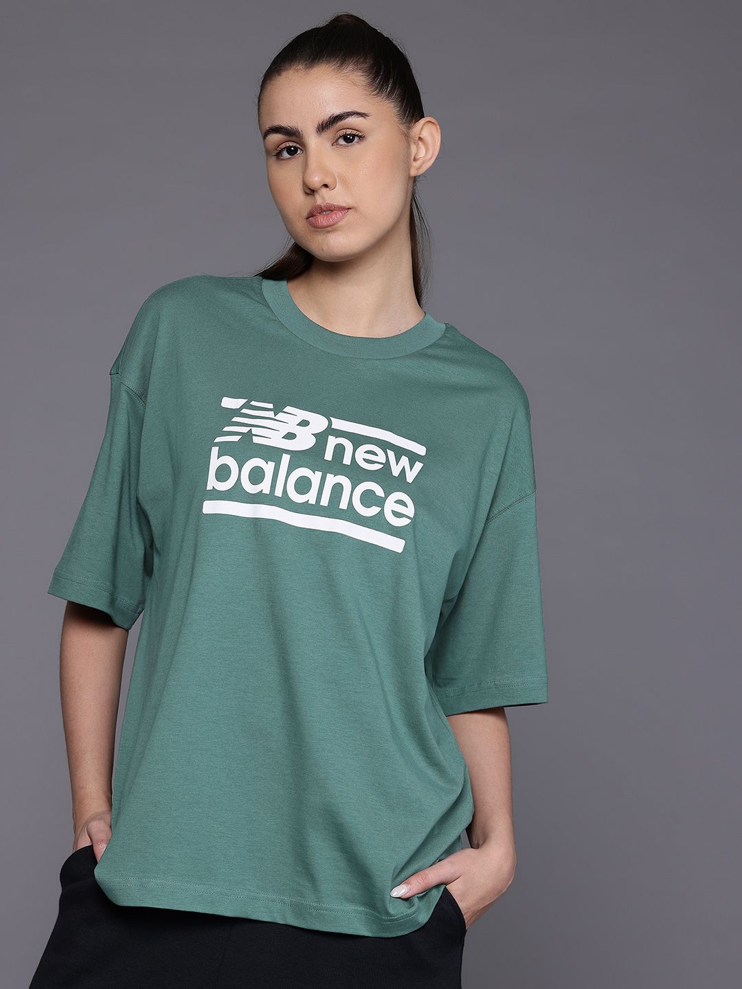 New Balance Brand Logo Printed Oversized Pure Cotton T-shirt