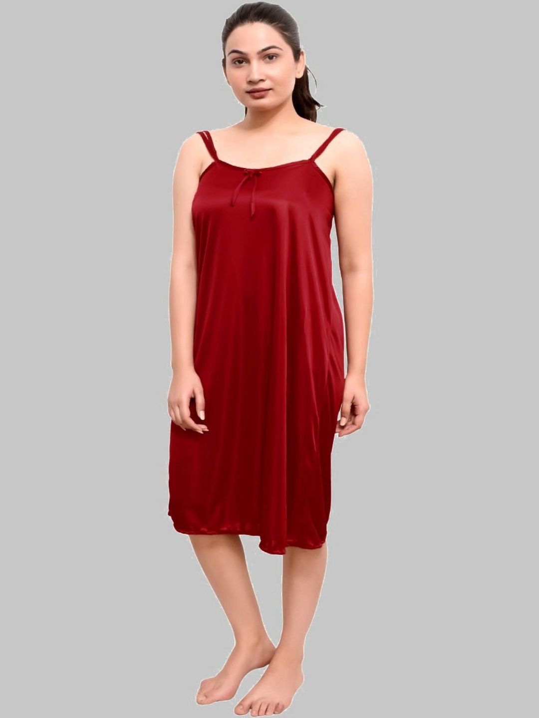 ANKONA Satin Short Nighty with Double Shoulders Straps