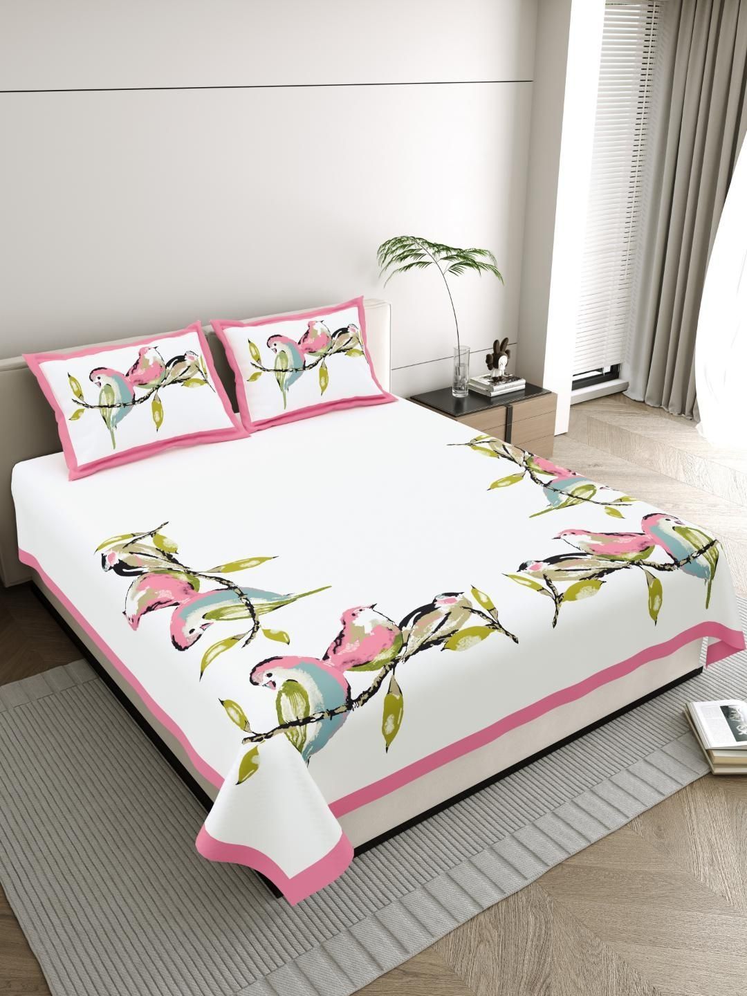 Buy JAIPUR FABRIC White Super King Bedsheet With 2 Pillow Covers -  - Home for Unisex