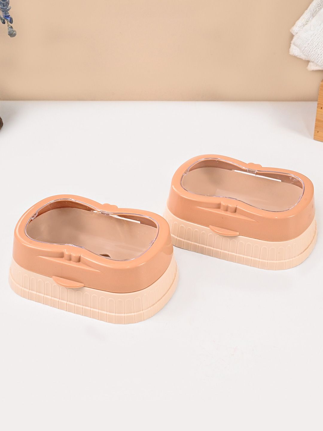 MARKET99 Beige & Peach 2 Pcs Soap Dish Bathroom Accessories