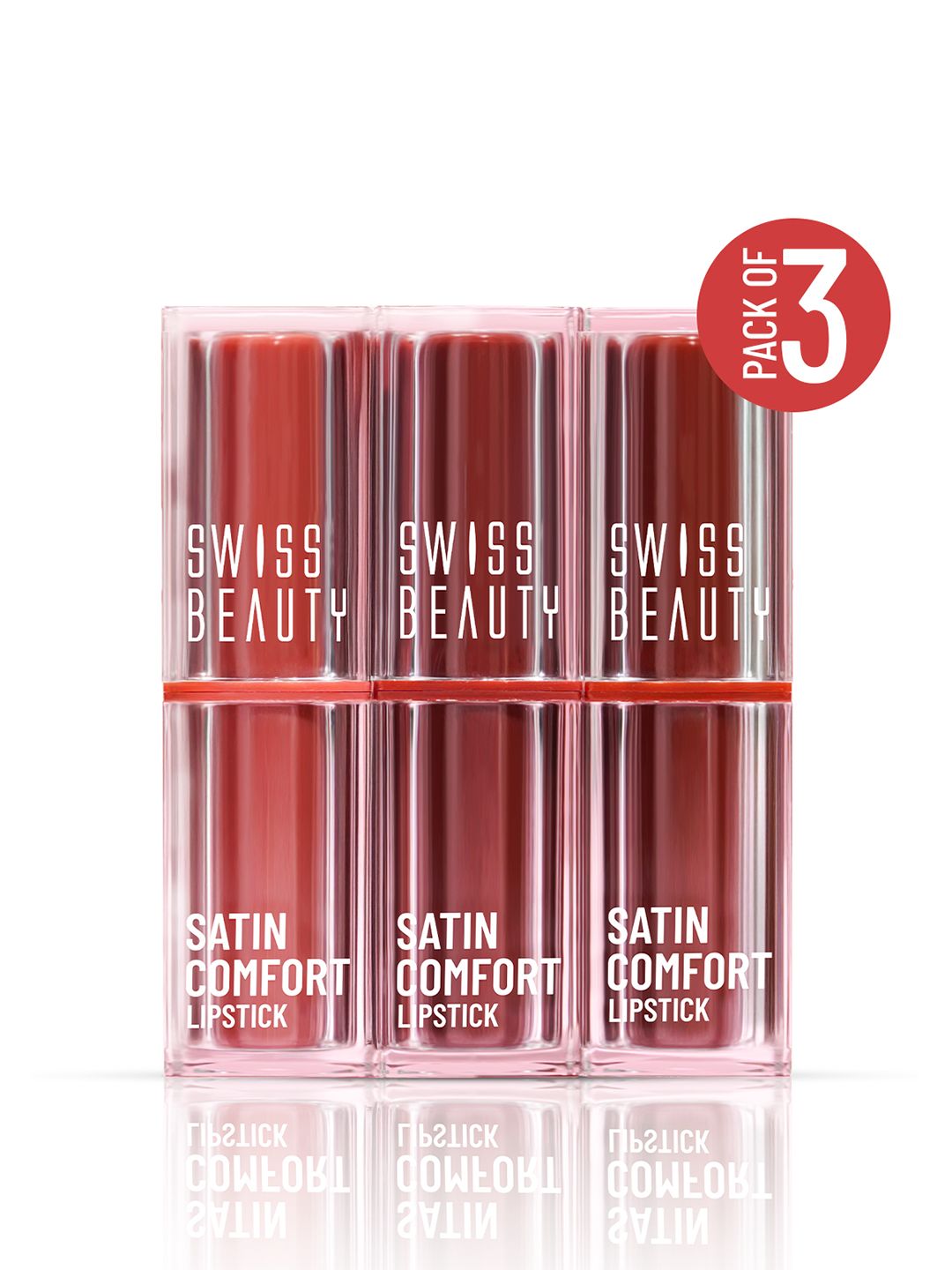 Buy SWISS BEAUTY Satin Comfort Highly Pigmented 3 In 1 Lipstick Trio   Nude & Brown -  - Personal Care for Women