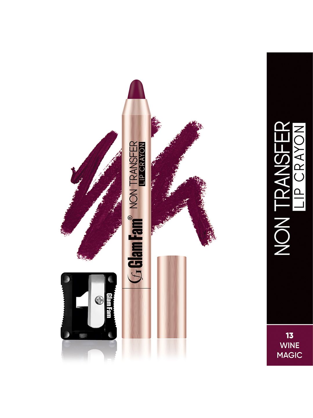 GlamFam Long Lasting Non Transfer Matte Lip Crayon - 2.8 g - Wine Magic-13