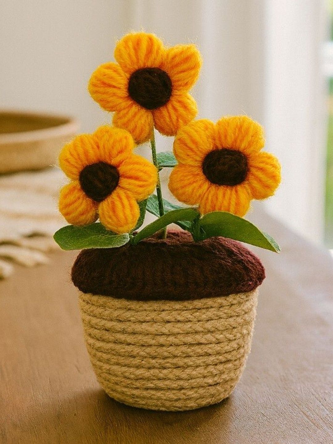 Akaar Yellow 1 Pieces Daisy Artificial Flower With Pot
