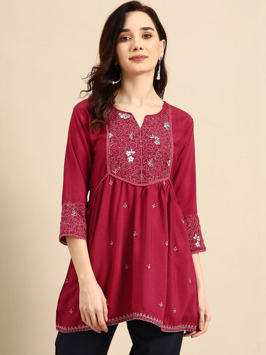 Amayra Embellished Embroidered Ethnic Peplum Top