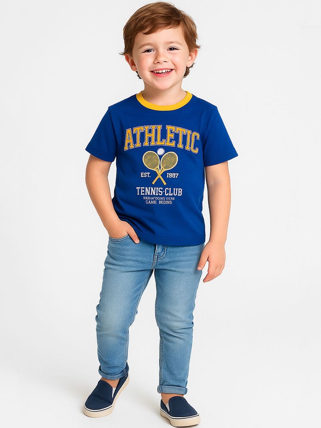 Here&Now X Game Begins Boys Graphic Printed Half Sleeve Pure Cotton T-shirt