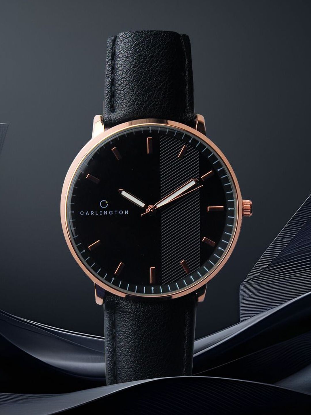 CARLINGTON Men Dial & Leather Straps Analogue Multi Function Watch Aristocrat 1070 Black