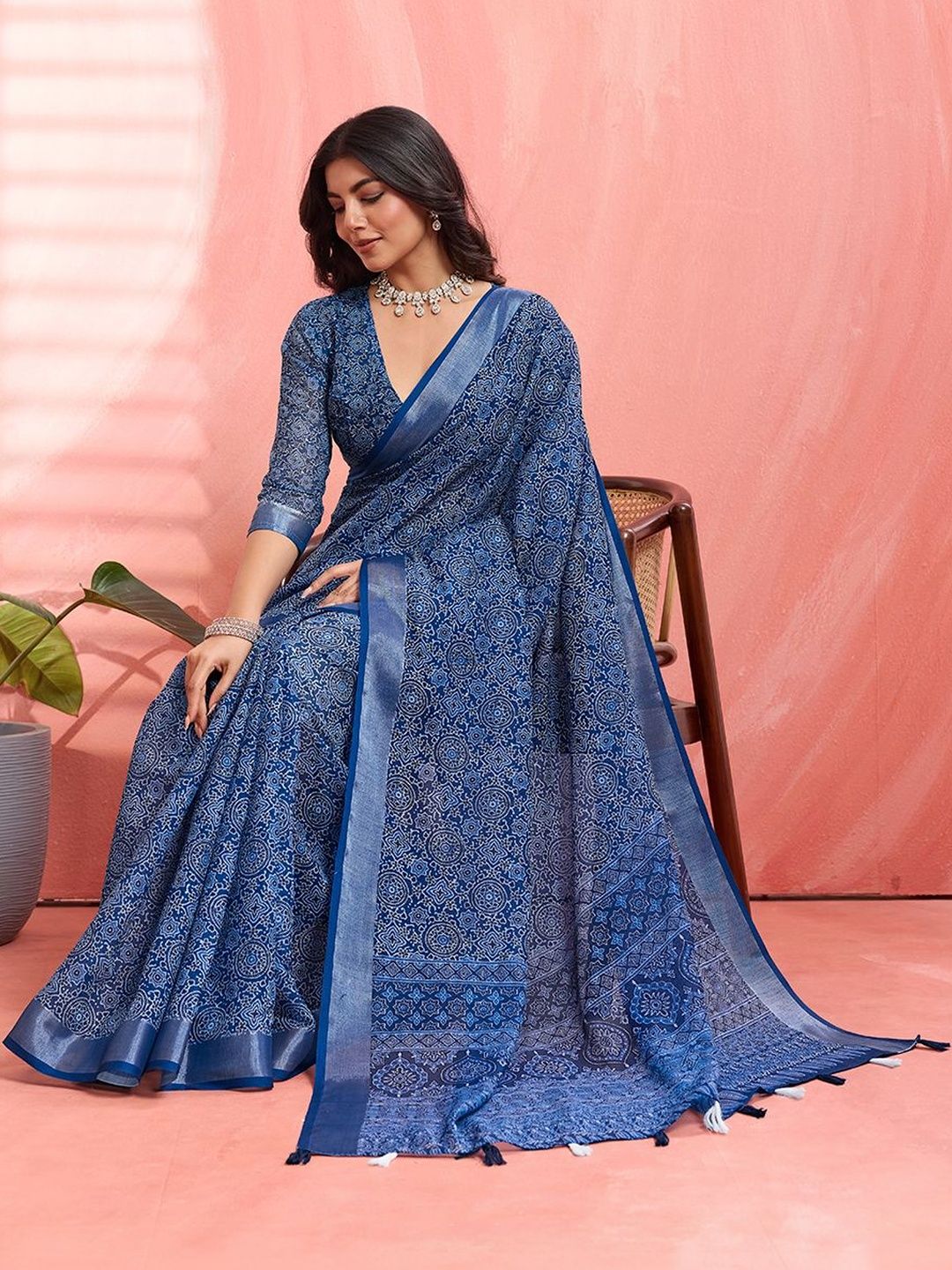MIWA Sangamneri Block Printed Saree
