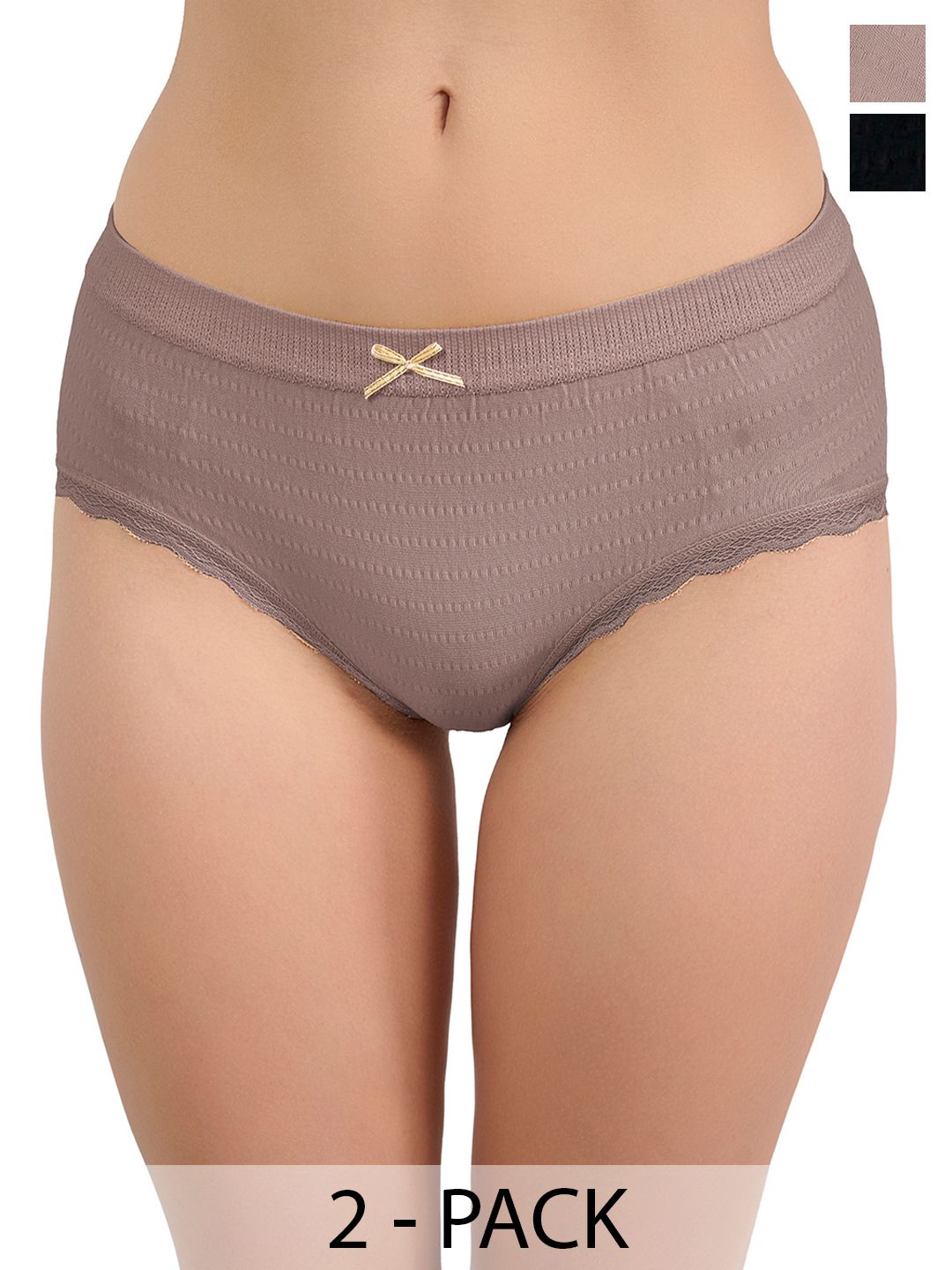 Moda Rapido Pack of 2 Self Design Mid-Rise Hipster Briefs