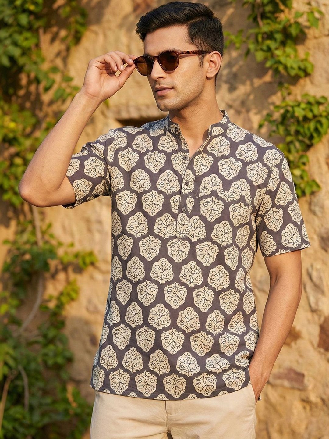 CHHAAP Cotton Blend Ethnic Motifs Straight Above Knee Kurta